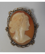 Vintage Victorian Cameo Shell Brooch/Pendant C-Clasp Marked 800 - 2&quot; x 1.5&quot; - $163.35