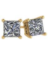 2CT CVD Princess Diamond Stud Earrings(Lab Grown Diamonds)14K Threaded Y... - $1,535.60 CAD
