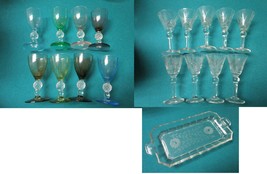 Cordial Glasses 8 Pcs Set Color - 9 Clear Cordial With TRAY- Pick 1 - £100.73 GBP