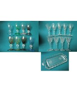 CORDIAL GLASSES 8 PCS SET COLOR -  9 CLEAR CORDIAL WITH TRAY- PICK 1 - £99.55 GBP