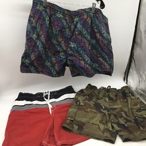Men&#39;s Swim Trunks Shorts Size M Freemantle Tiki Style Faded Glory Camo Red Cargo - £20.45 GBP