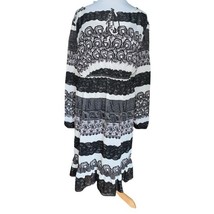 Kardashian Kollection Lace Print Sheer Dress-Size Medium Long Sleeve Floral - $8.35
