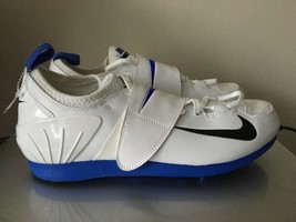 NEW Nike Men’s 14 Shoes Zoom PV II Pole Vault Spikes White Blue 317404-100 - £37.47 GBP