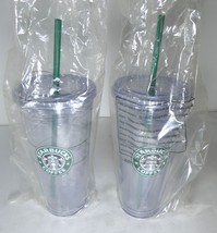 Starbucks 2009 VENTI SET 2 Clear Acrylic Cold Cup Tumbler 20 oz & Brand Box,New - £588.55 GBP