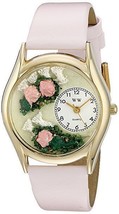 NWOT Whimsical Watches Women&#39;s C1210005 Classic Gold Roses Pink Leather ... - £20.23 GBP