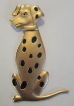 DALMATIAN Dog Brooch Pin Body Swings from Head Gold Tone Black Large Movable - £13.57 GBP
