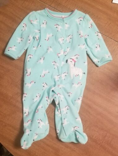 Carter's Child Of Mine Baby Girl 0-3M Snap Sleeper Blue Zebras - $2.29