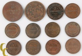 1812-1912 Russia 1 &amp; 2 Kopek Lotto (12 Monete) Impero Kopeck C #118 Y# 9.2 10.2 - £82.25 GBP