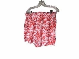 NWT H&amp;M Womens Size 12 Orange White Floral Print Shorts Elastic Waist Ca... - $13.98