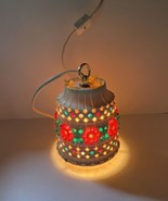 Vtg LAWNWARE Plastic Hanging Pendant Light Patio RV Swag Lamp 5” Red Green Camp - $29.39