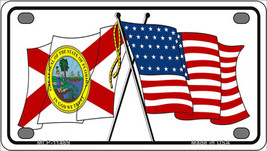 Florida Crossed US Flag Novelty Mini Metal License Plate Tag - £11.95 GBP