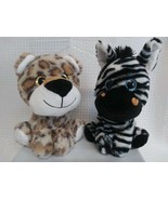 2 Big Eye Plush Stuffed Animals- 9&quot; Blue Eyed Zebra Gold Eyed Tiger Clea... - £7.43 GBP