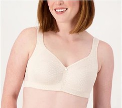 Breezies Wirefree Diamond Shimmer Unlined Support Bra (Champagne, 34 DD) A561421 - $15.56