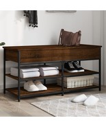 vidaXL Shoe Bench Brown Oak Engineered Wood, Metal Medium - $5,633.06 MXN