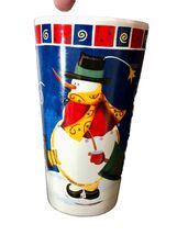 SNOWMAN Tall 16 oz Stoneware Coffee Latte Jumbo Mug Cup Christmas Winter... - $10.95