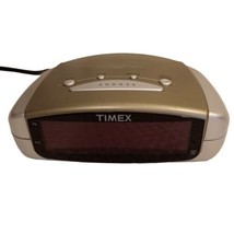 Vtg Timex T109S Loud Alarm Clock Grey Gold Tone Battery Backup Tested &amp; Works - £17.20 GBP