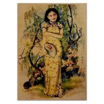 Girl with Fan Poster Vintage Reproduction Print Chinese Shanghai Lady Ad... - $4.95+