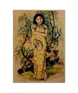 Girl with Fan Poster Vintage Reproduction Print Chinese Shanghai Lady Ad... - $4.95+