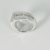 Size 4.5 Tiffany &amp; Co 1837 Makers ID Signet Ring in Sterling Silver - £392.32 GBP