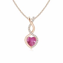 Authenticity Guarantee 
Pink Sapphire Infinity Heart Pendant with Diamonds in... - £675.65 GBP