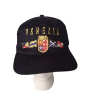 Venezia Mens Snapback Hat Cap Flat Bill Black Embroidered Crest Flags It... - £7.88 GBP