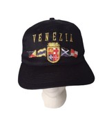 Venezia Mens Snapback Hat Cap Flat Bill Black Embroidered Crest Flags It... - £7.83 GBP