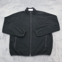 Lands End Jacket Mens L Black Full Zip Stand Up Collar Pockets Fleece Ja... - $29.68