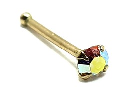Gold Nose Stud 14ct 2mm Claw Set AB CZ 22g (0.6mm) Genuine 14k Gold Ball... - £14.81 GBP