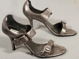 MIX IT NEW SEXY HIGH HEELS SHINY EMBOSSED REPTILE METALLIC PEWTER SMOKIN... - $7.70