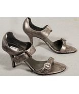 MIX IT NEW SEXY HIGH HEELS SHINY EMBOSSED REPTILE METALLIC PEWTER SMOKIN... - $10.56 CAD