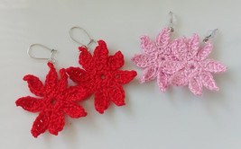 Crochet Flower Earrings / Crochet Flower Drops / Handmade Flower Earrings - £7.98 GBP