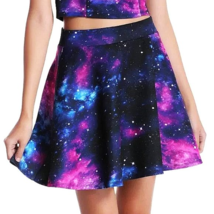 Women&#39;s Hot Topic Skirt Space Galaxy Round Skater Skirt Size Medium Stretchy - £27.17 GBP