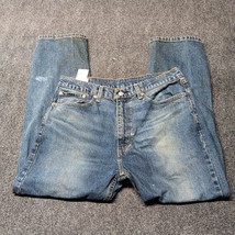 Levis 505 Jeans Men 36x30 Blue Straight Leg Regular Fit Distressed Wash - £18.01 GBP