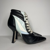 GIANNI BINI  Sz 6 Jarret Black Color Block Leather Lace Up Heel Shooties... - €17,00 EUR