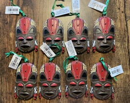 8 Retired Bush Gardens Maasai Mask Christmas Holiday Tree Ornaments Lot ... - $24.23