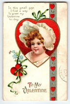 Valentines Postcard Girl Bonnet Ellen Clapsaddle International Art Germany 1913 - £19.78 GBP