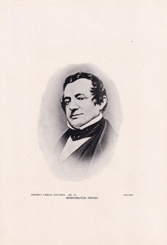 Vintage 8 x 5.5&quot; Print Brown&#39;s Famous Pictures - Washington Irving - No. 30 - $3.96