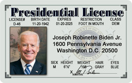 Joe Biden Presidential License Novelty ID Drivers 46 President DC Kamala... - £7.91 GBP