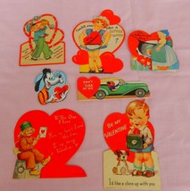 cool lot of 7 adorable 1930&#39;s Valentines Day cards VC004 - £15.95 GBP