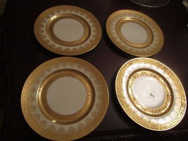 Heinrich &amp; Co Germany Gold Crust Flowers Garland 4 China Plates, 10 3/4&quot; Diam - $404.90