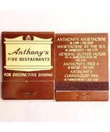 Anthony&#39;s Fine Restaurant Vintage Matchbook Mass Matches Unstruck Lot Of... - €17,06 EUR
