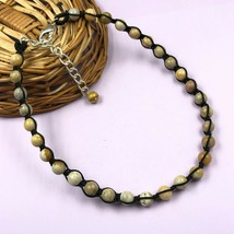 Natural Fossil Coral 8x8 mm Beads Adjustable Thread Necklace ATN-77 - $14.25