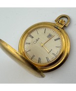Calibri Pocket Quartz Watch Unisex Gold Tone Roman Date Japan Movt New B... - $39.09 CAD