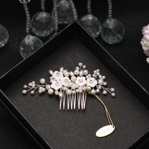 Delicate Shell Flowers Wedding Hair Comb&amp;Earrings Bridal Headdresses Wit... - £72.38 GBP