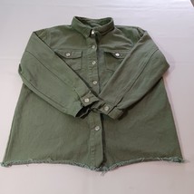 Shein Women&#39;s Green Cotton Blend Button Up Cut-Off Jacket Size Large - €16,09 EUR