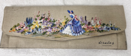 Antique Hand Painted Crinoline Girl In Garden Glove Keeper Holder 12 x 4... - $29.21