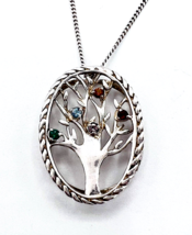 Sterling Silver Family Tree Of Life Multicolor Crystal Love Pendant Neck... - $64.35