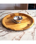 Vtg Wooden Mid-Century Modern Chip and Attached Dip aluminium bowl 14.5 In. - €15,87 EUR