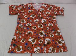 V-Life Christmas Reindeer Pattern Red Scrub Top 6681 - $10.93