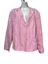 Larry Levine Pink pinStripe Linen 2 button front Blazer Women&#39;s plus Siz... - £19.43 GBP